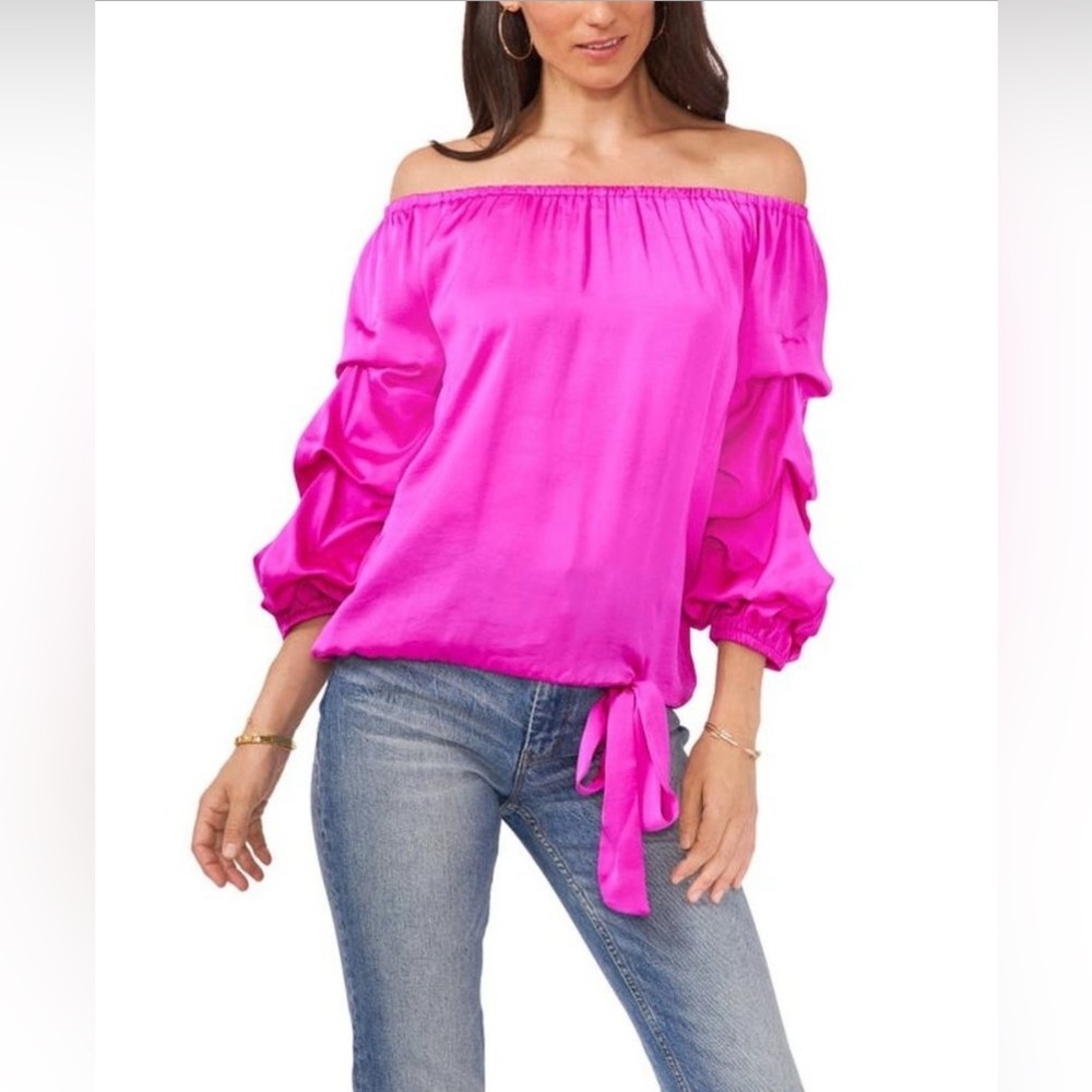 VINCE CAMUTO Off The Shoulder Bubble Blouse Gypsy Spirit Sz M